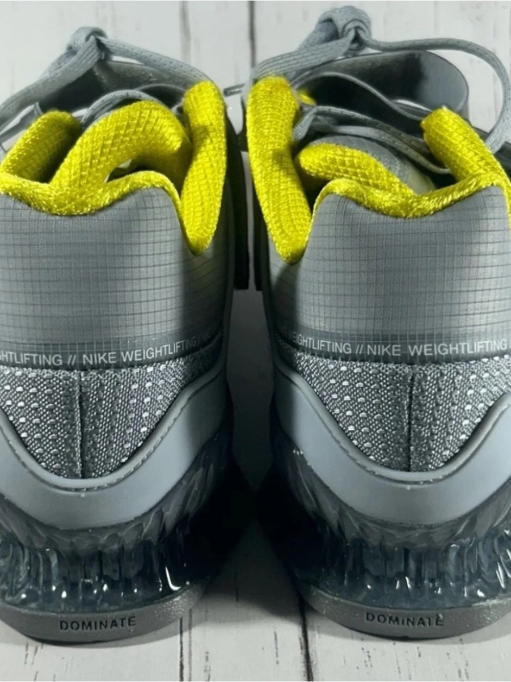 Nike Romaleos 4 Wolf Grey Yellow CD3463-002 Weightlifting Shoes Mens Size 14